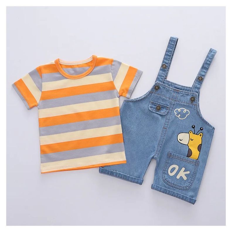 CONJUNTO JARDINERA Y POLERA UNISEX PARA BEBES DE 9 A 12 MESES-1