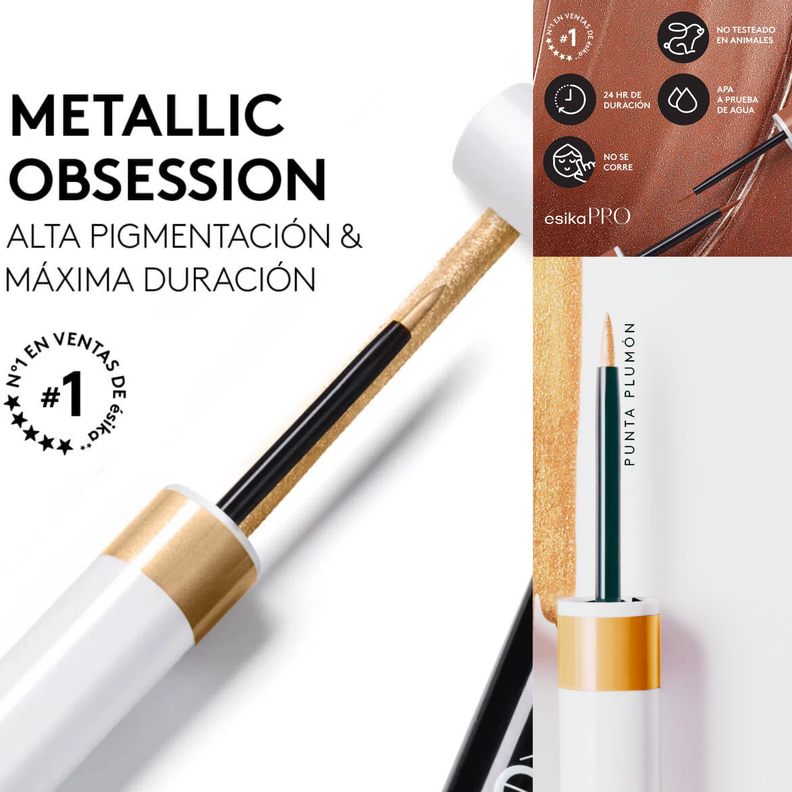 Delineador Líquido Dorado Punta Plumón Eye PRO Metallic-2