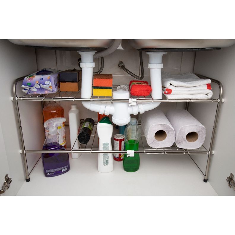Repisa Ajustable Mueble De Cocina Y Baño Acero Inoxidable-2