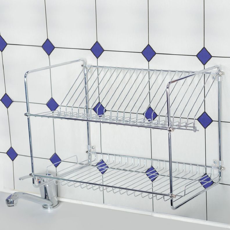 Secaplatos Escurridor Colgable 2 Niveles Cromado 20 Platos-1