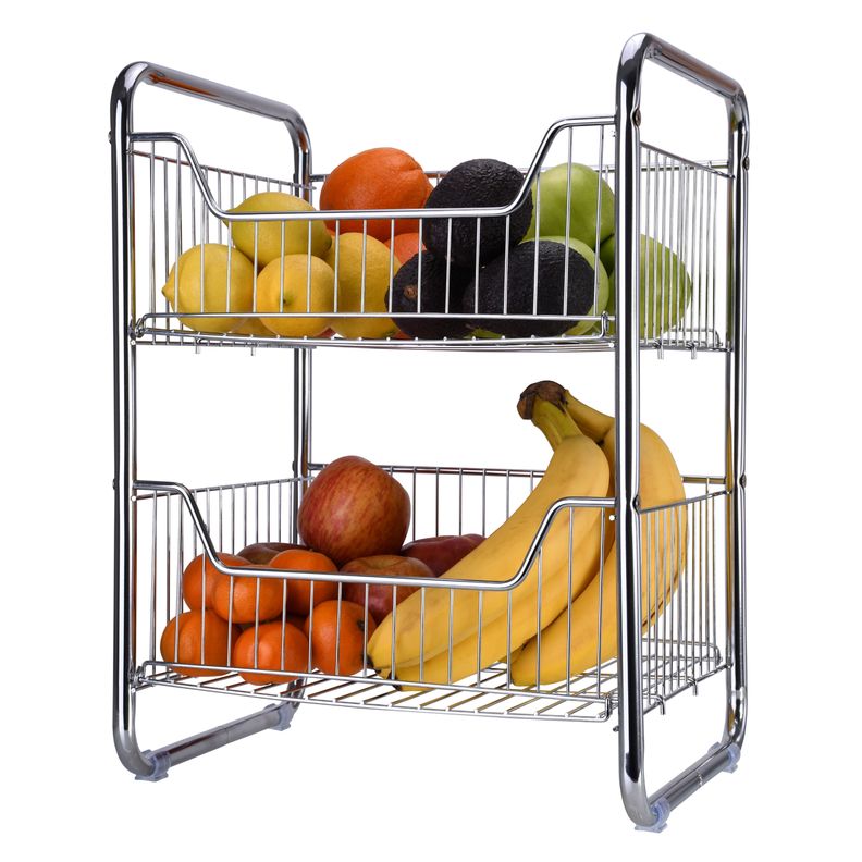 Organizador Estante Frutera De Acero Cromado De 2 Niveles Box-0