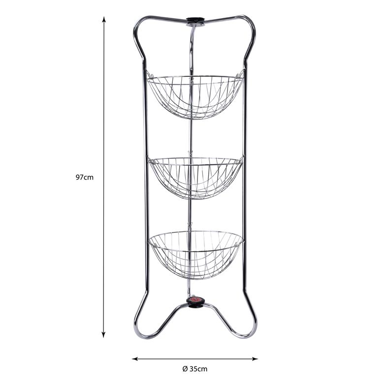 Frutera Redonda De Acero Cromado Plegable De 3 Niveles-2