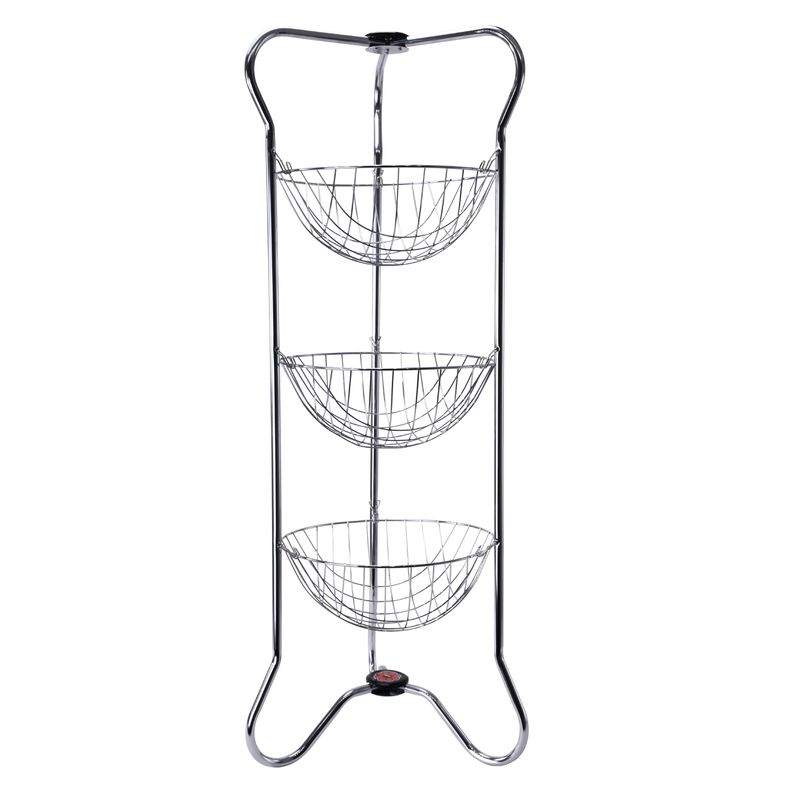 Frutera Redonda De Acero Cromado Plegable De 3 Niveles-1