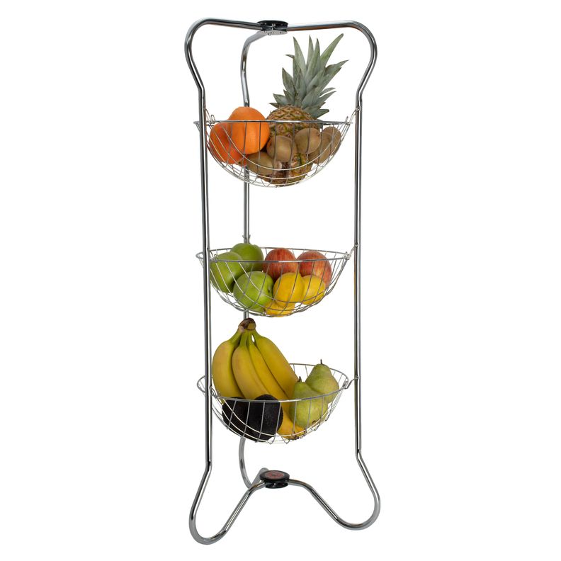 Frutera Redonda De Acero Cromado Plegable De 3 Niveles-0