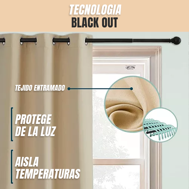 Cortina Cafe Blackout 100%, 2 Paños De 220x140cm Textura Lino-4