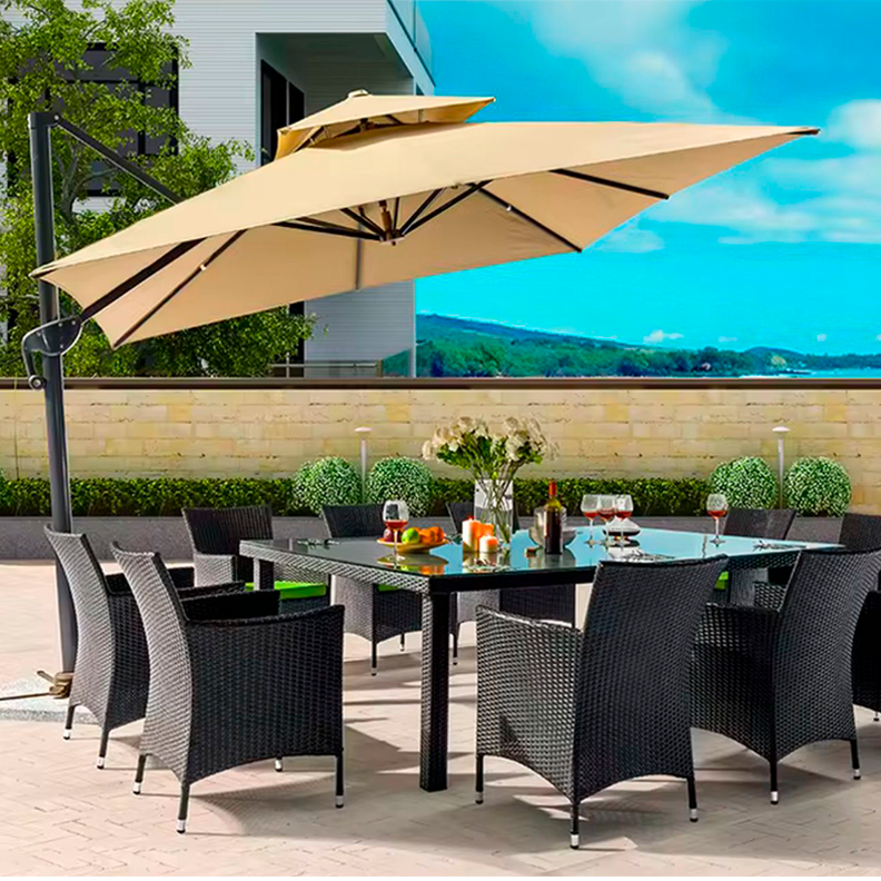 Toldo Sombrilla Lateral Premium Line 3x3 Con Base Giratoria-4