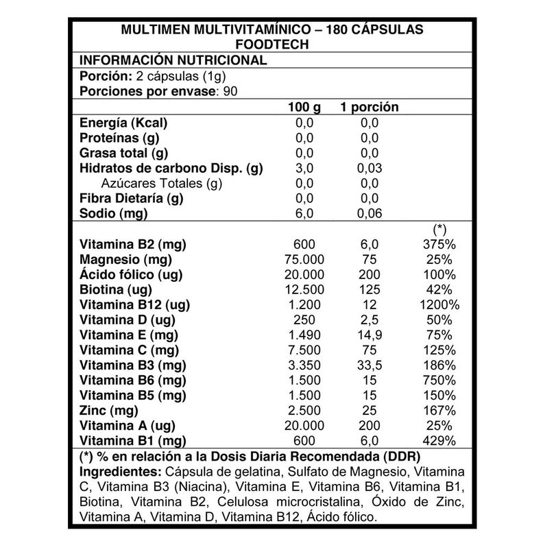 Multi Men Multivitamínico 180 caps - Foodtech -1