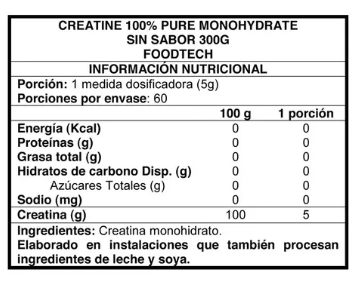 Creatine 100% Pure Monohydrated 60 svs - Foodtech-1