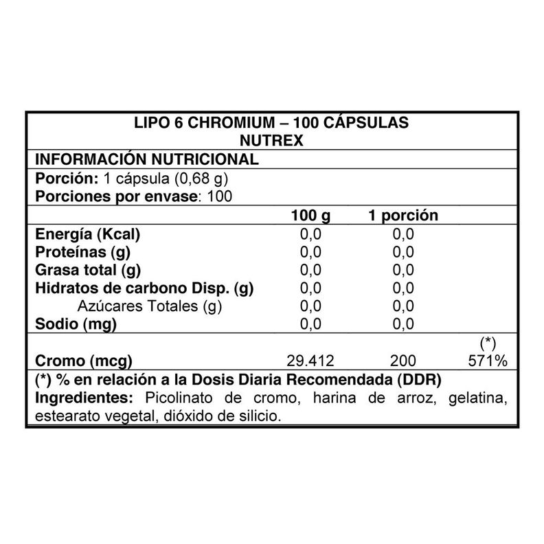 LIPO 6 CHROMIUM 100 CAPS - NUTREX -1