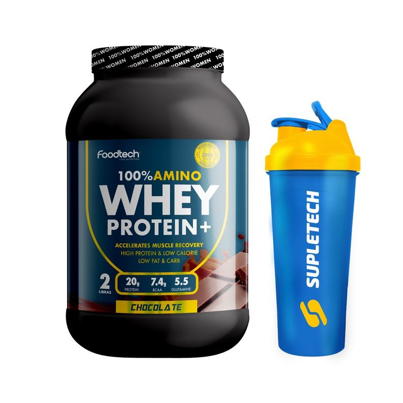 100% Amino Whey Protein 2 lb - Foodtech Chocolate + Shaker W-0