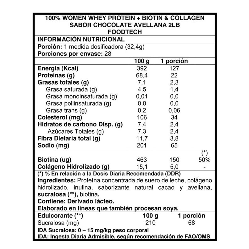 100% Women Whey 2lbs - Chocolate Avellana + Shaker Women-1