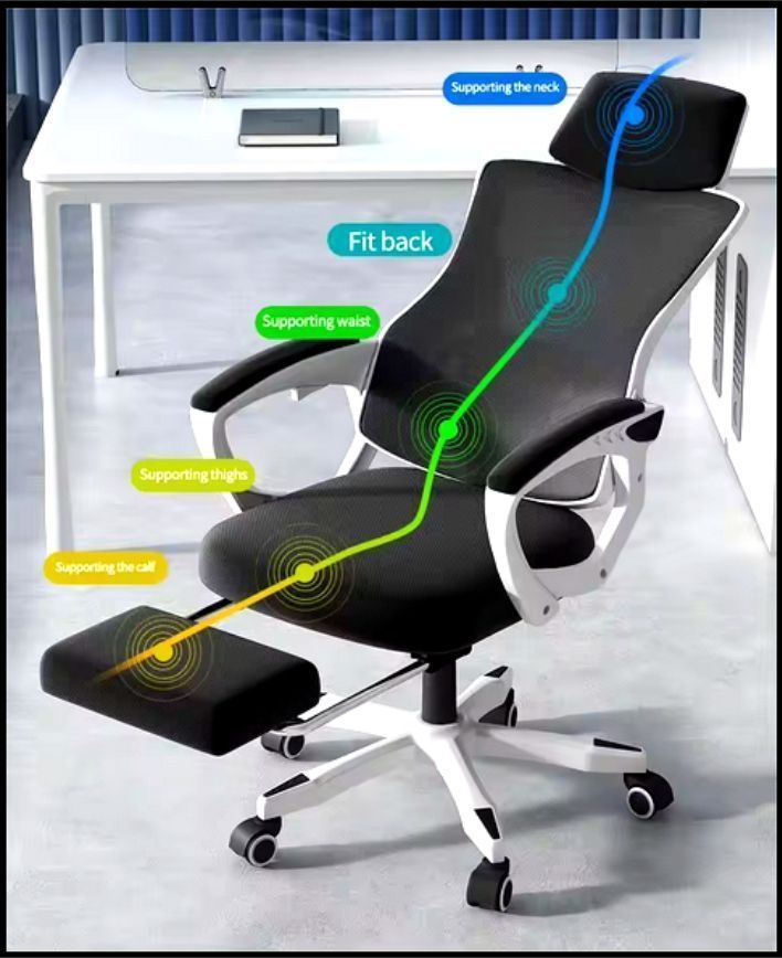Silla De Escritorio Ajustable Ergonómica - Blanco-3