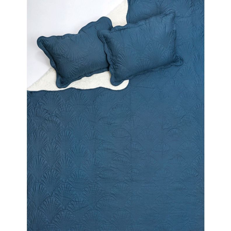 Quilt Sherpa 1,5 Plazas Paris Liso Petroleo-3