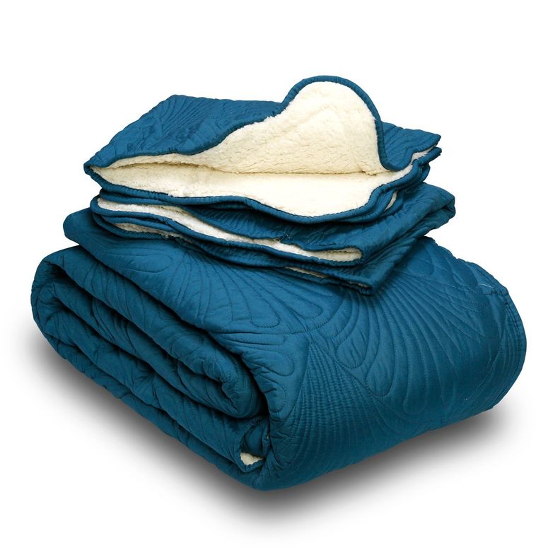 Quilt Sherpa 1,5 Plazas Paris Liso Petroleo-1