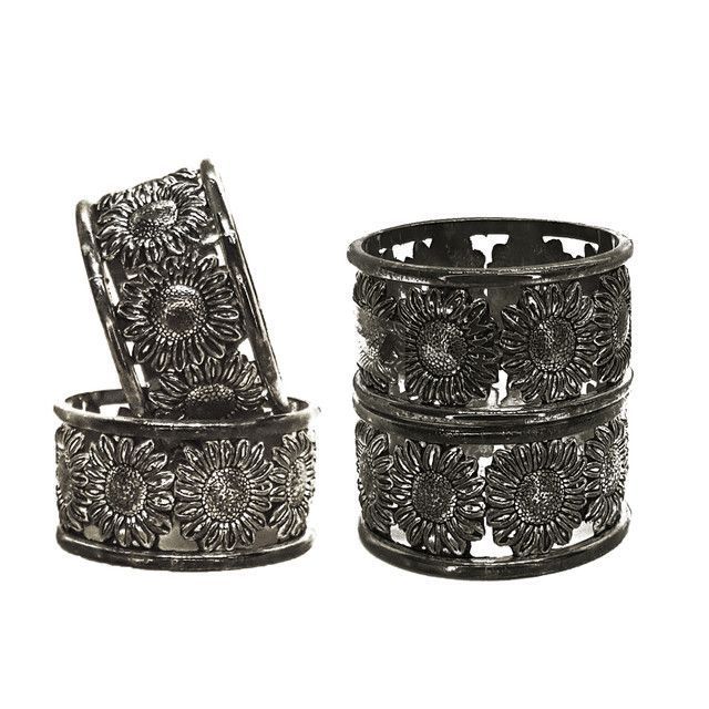 Jgo Servilletero Decorativo Brazaletes Silver 4Pzs Plata