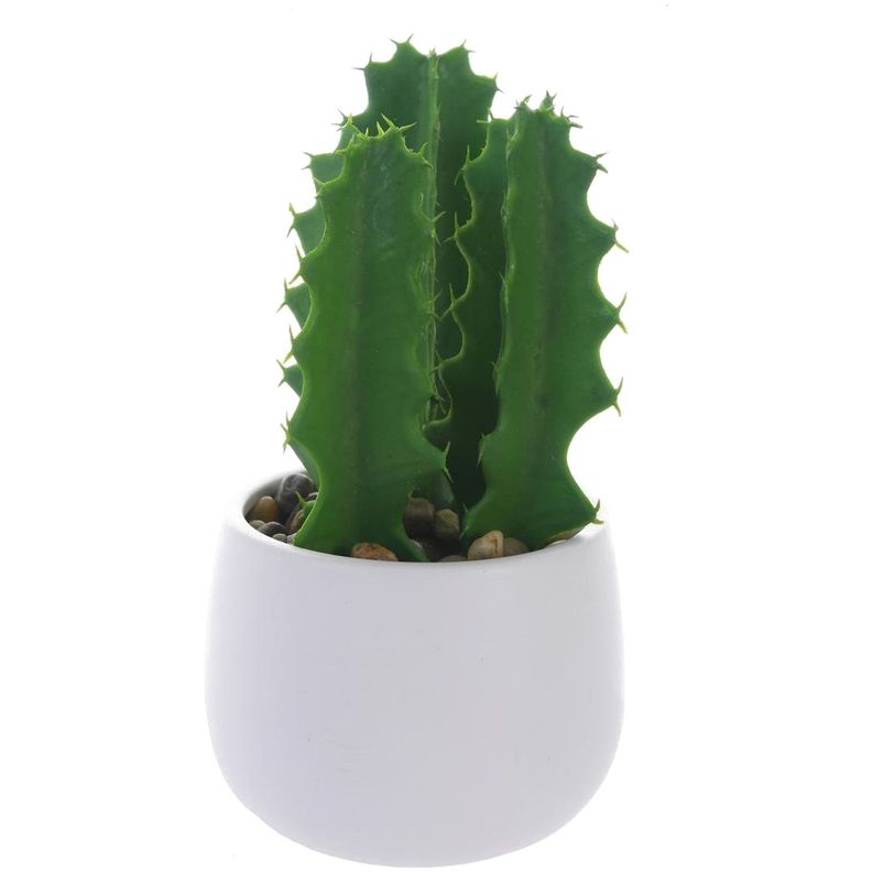 Planta Decor Cactus Suculento 25 Cms Maceta Blanca-0