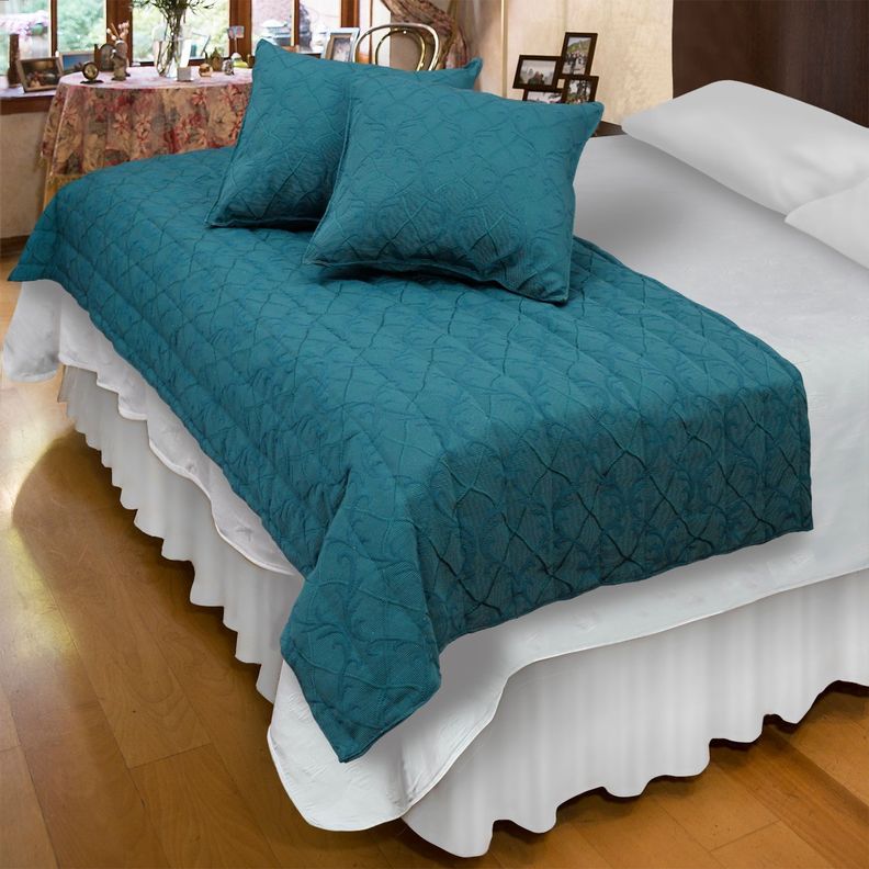 Piecera Con Fundas Barroco Turquesa Reversible-2