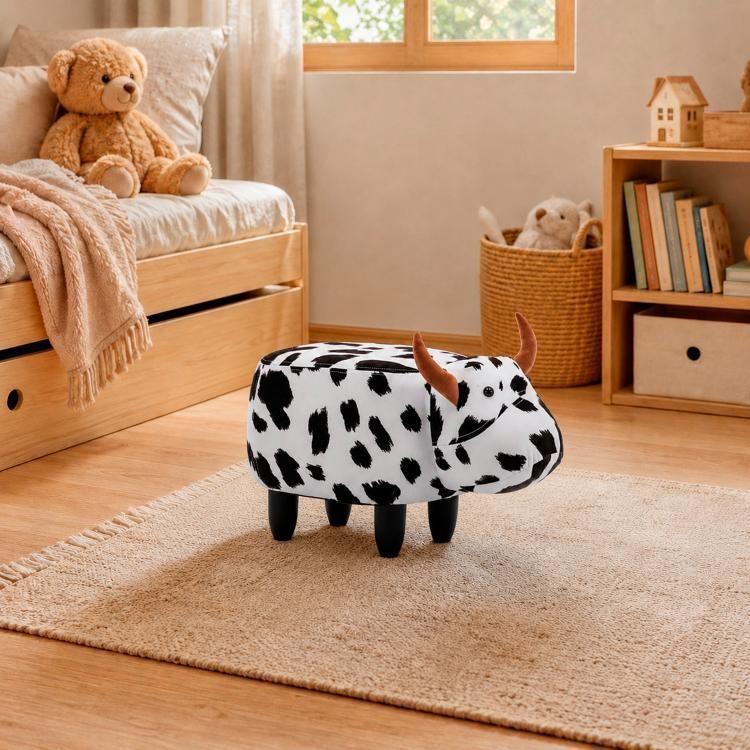 Banca Infantil Decorativa Vaquita Blanco