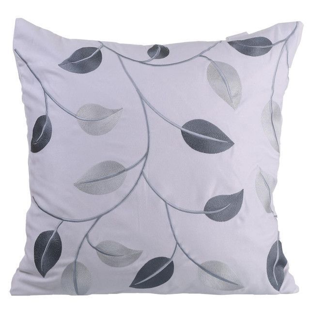 Cojin Decorativo Hojas Blanco
