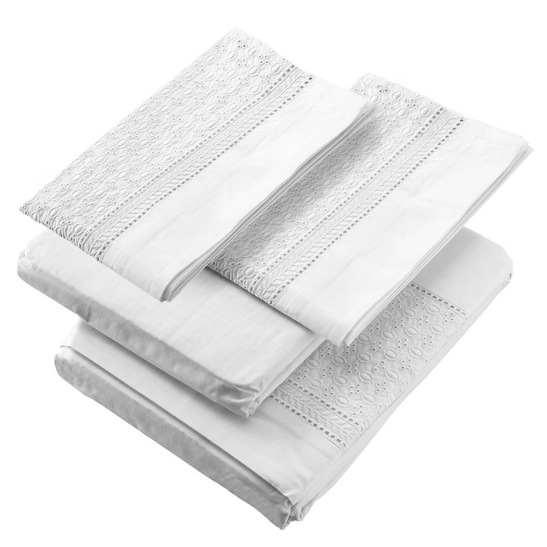 Juego de Sabanas T180 Broderie Blanco 2 Plazas-1