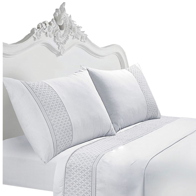 Juego de Sabanas T180 Broderie Blanco Superking-0