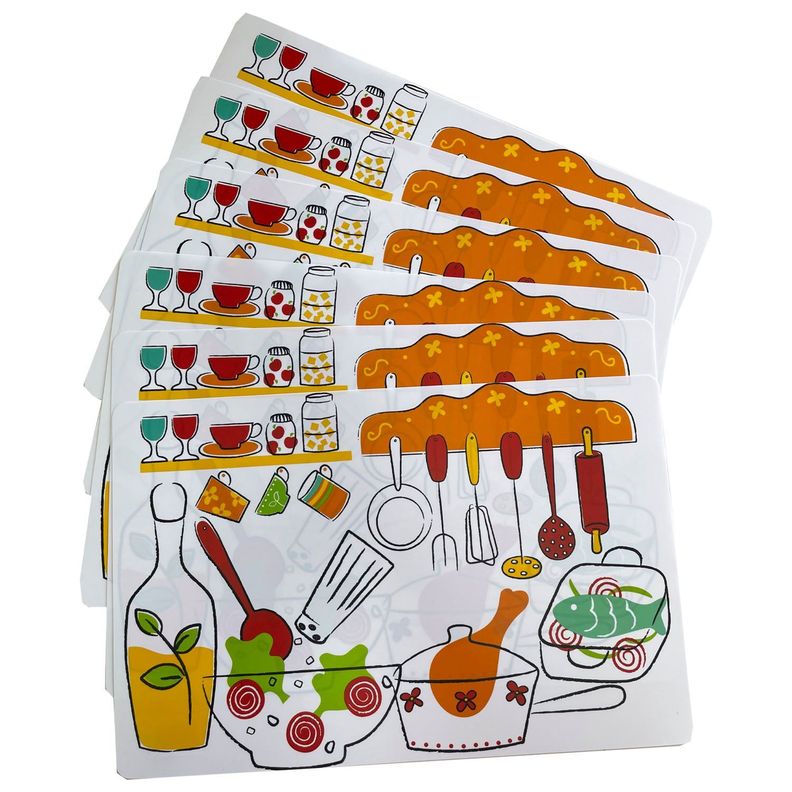 Set de Individuales Decorativo Gourmet 6 Piezas Blanco