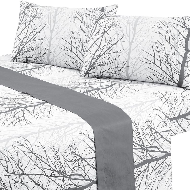 Juego de Sabanas 144 Hilos 2 Plazas Forest Grey Gris