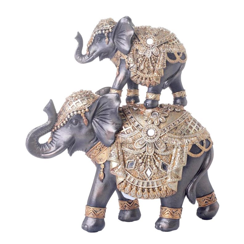 Figura Decorativa Elefantes Doble Andhra-0