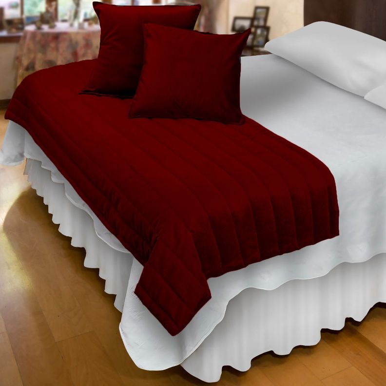 Piecera Con Fundas Sk Velvet Bordo Reversible-3