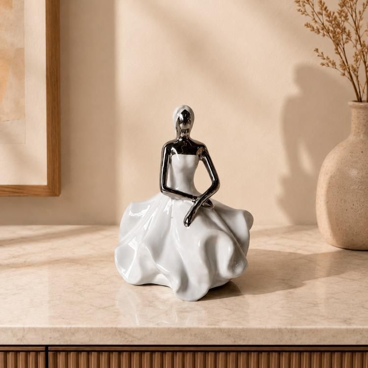 Figura Decorativa Mujer Berna Noons Silver Blanco