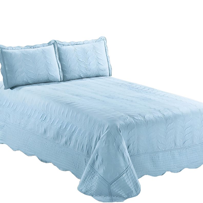 Quilt Bordado 2 Plazas Versailles Aqua azul claro