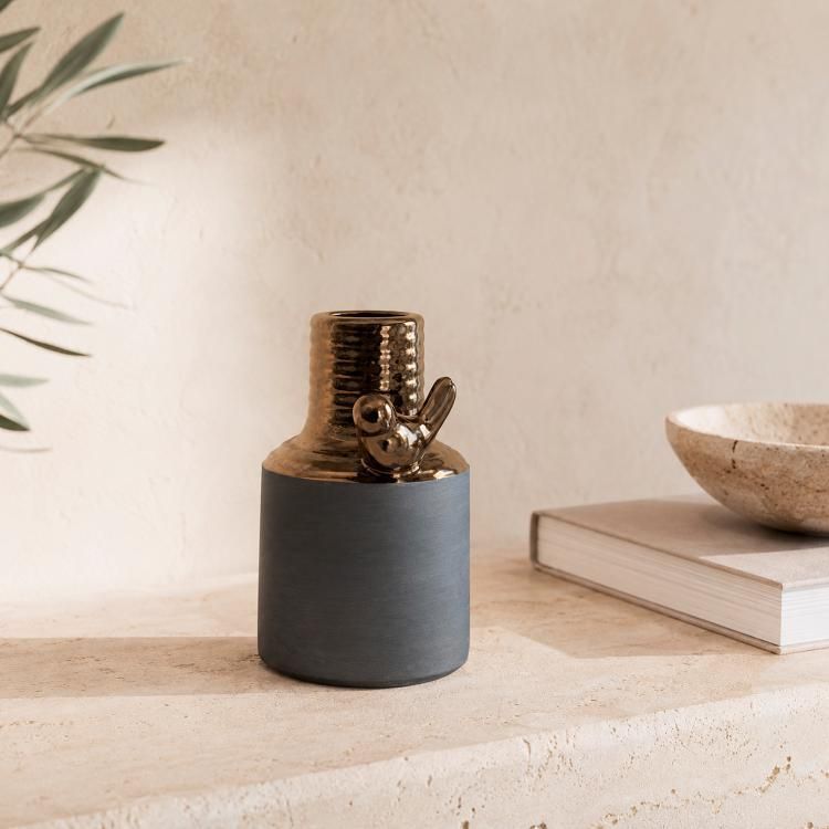 Jarron Decorativo Mesina Grey Mediano Cobre