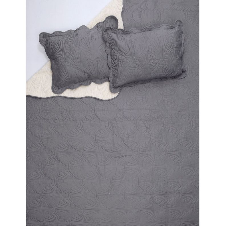 Quilt Sherpa 2 Plazas Paris Liso Gris-3
