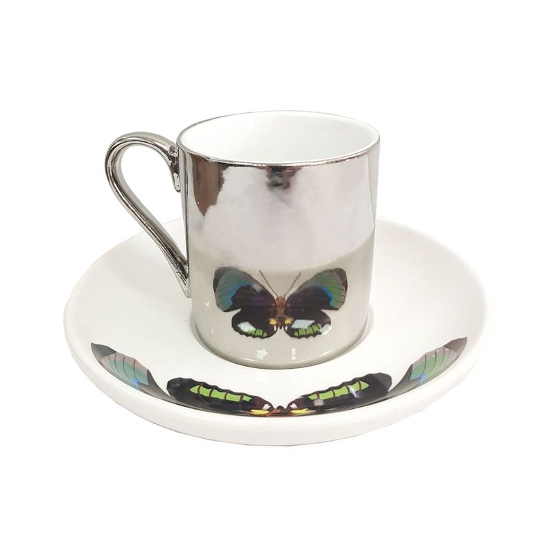 Taza Café con Plato Reflejo Verde 2 Piezas-3