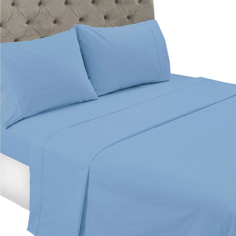 Juego de Sabanas 144 Hilos Lisa Indigo Superking Celeste