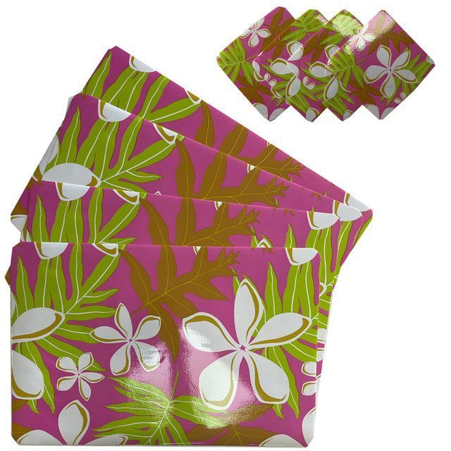 Set 4 Individuales Más 4 Posavasos Floral 8 Piezas-0