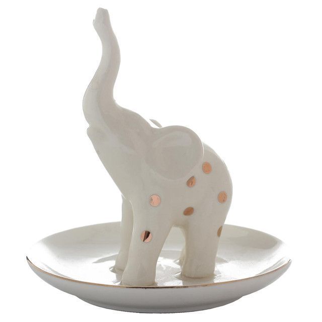 Joyero Decorativo Elefante Plato Blanco-0