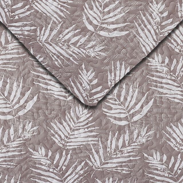 Quilt Con Piecera Helechos Ocre 2 Plazas-1