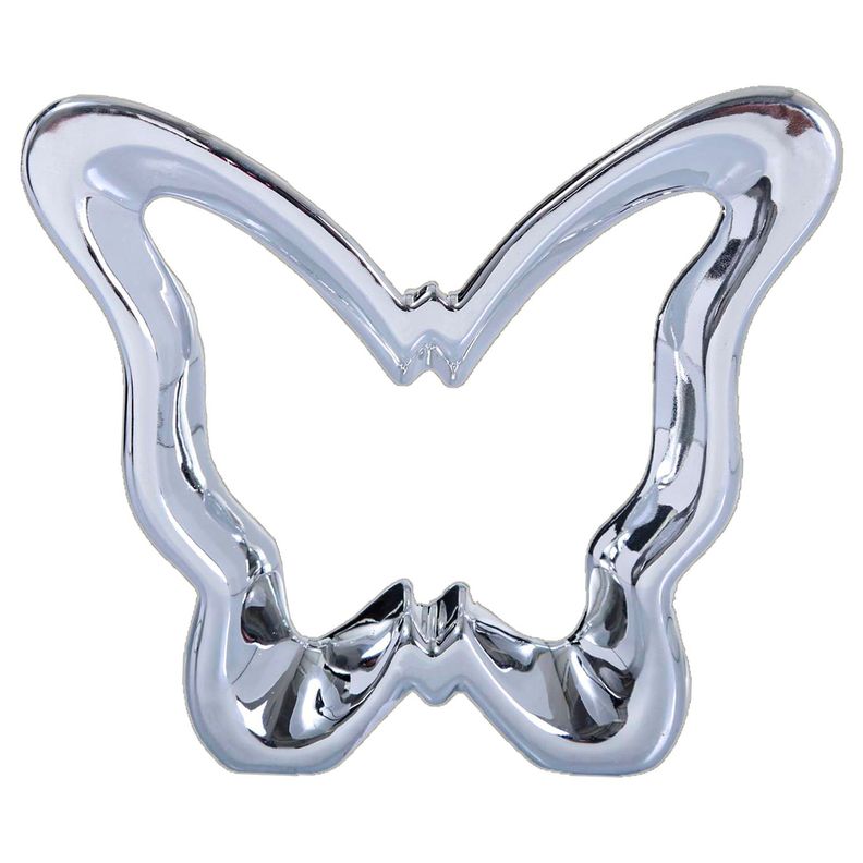 Figura Decorativa Abstracta Silver Plateado Metalico