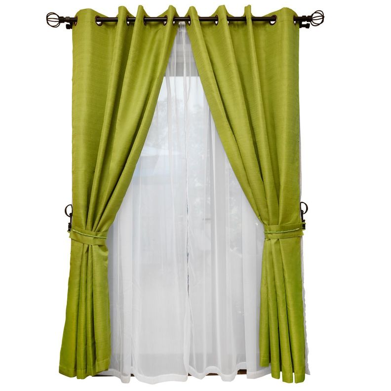 Set Cortina Rustica Con Argolla 8 Piezas Pistacho Verde Pistacho