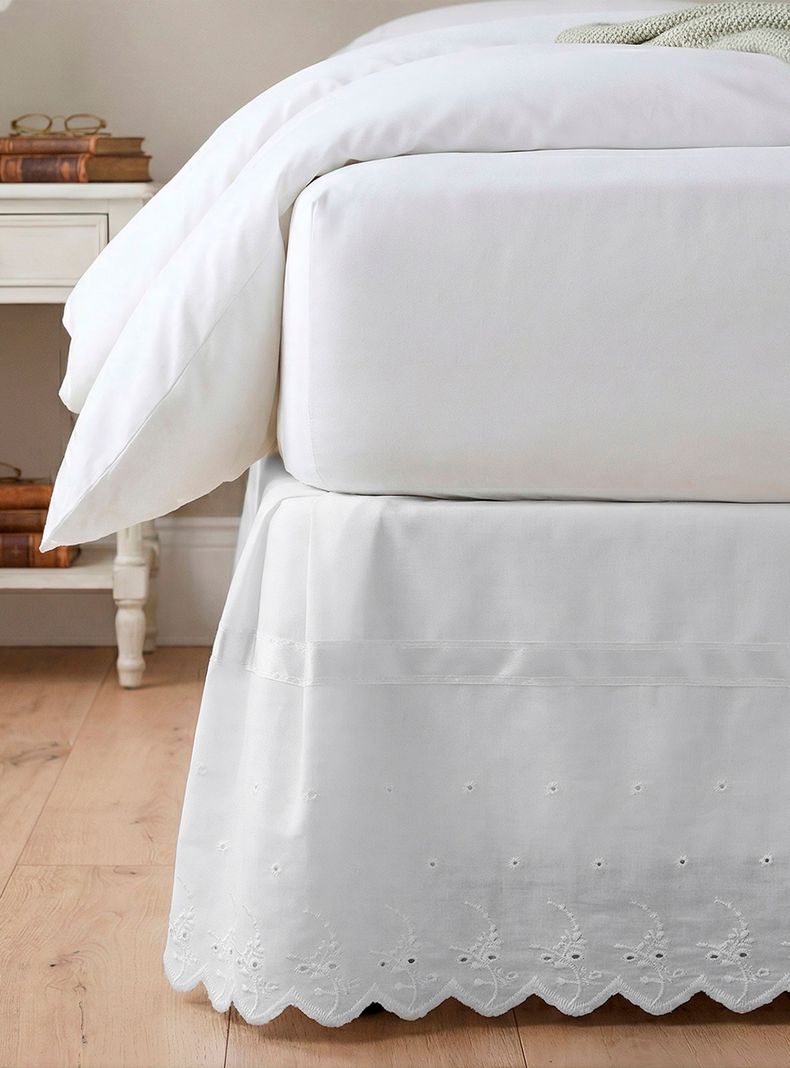 Faldon 144 hilos Broderie Amanda 2 Plazas Blanco