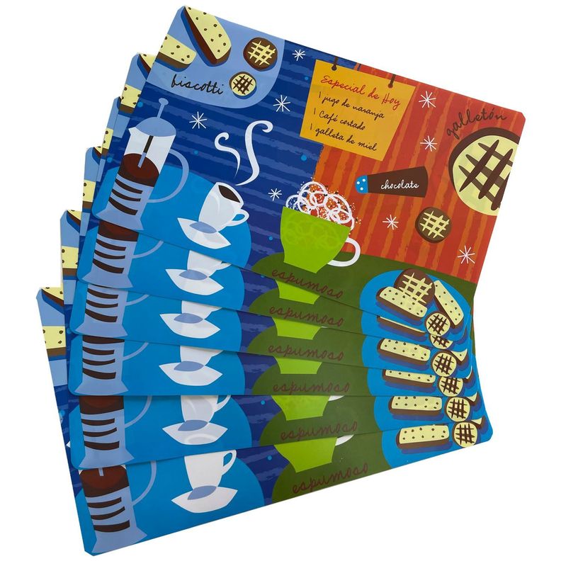 Set de Individuales Decorativo Breakfast 6 Piezas Azul