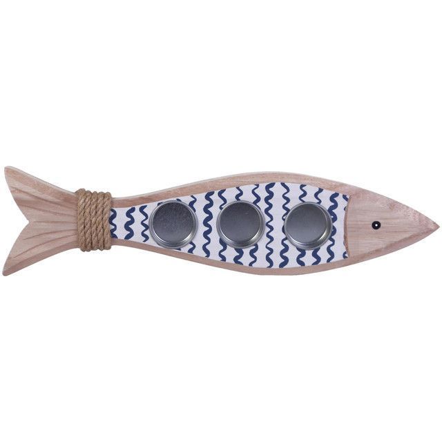 Portavela Decorativo Marina Blue Triple azul claro