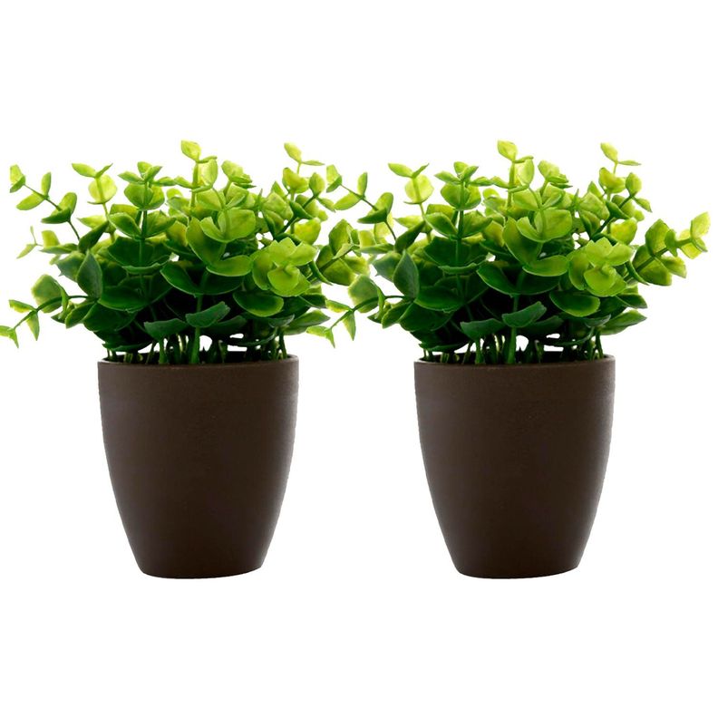 Set de Plantas Decorativa Artificial Maceta Cafe-0