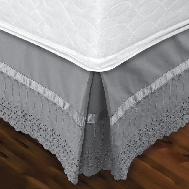 Faldón 144 hilos Broderie Amanda 2 Plazas Gris-2