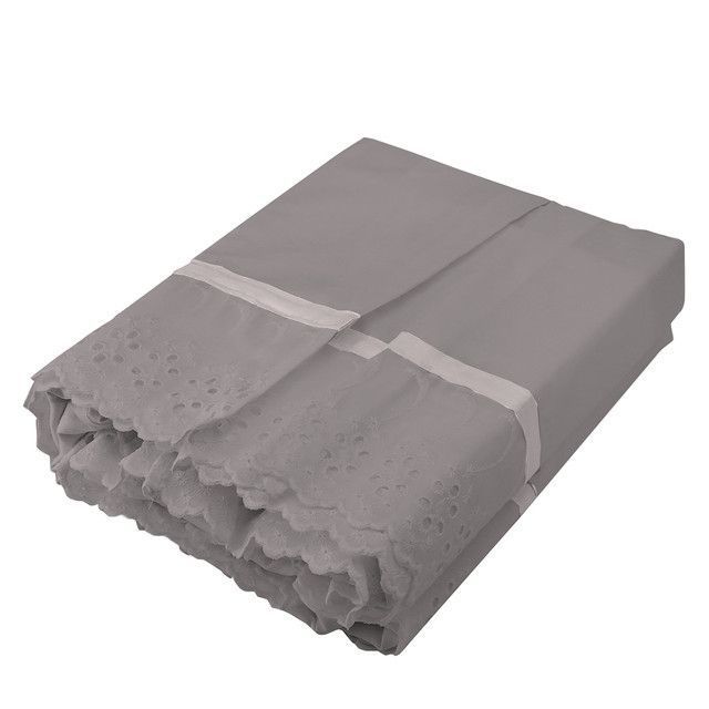 Faldón 144 hilos Broderie Amanda 2 Plazas Gris-1