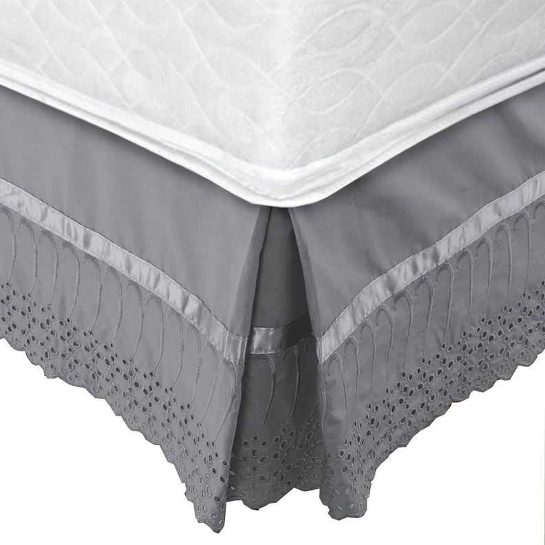 Faldón 144 hilos Broderie Amanda 2 Plazas Gris-0