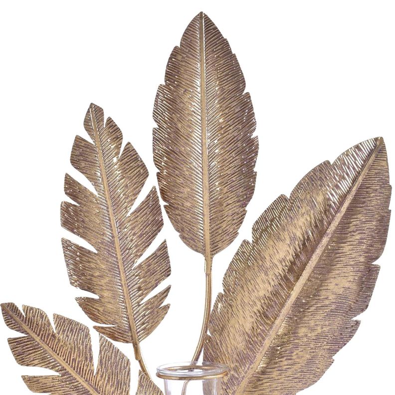 Figura Decorativa Portavela Hojas Gold Grande-2