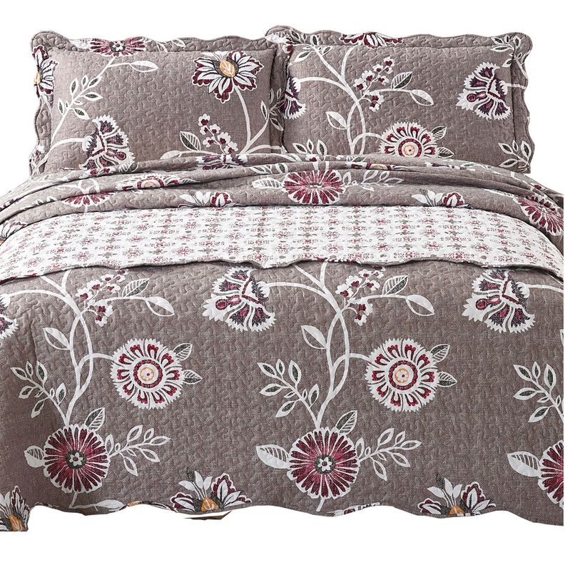 Quilt Con Piecera Barcelona 1,5 Plaza Cafe Degradado