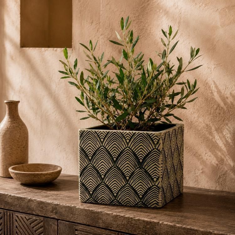 Maceta Decorativa Malaui Recta Dorado
